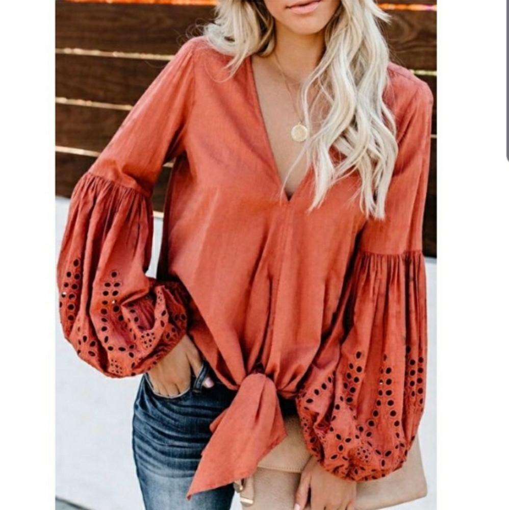3 for 25 Bell-Sleeved Top with eyelet detail